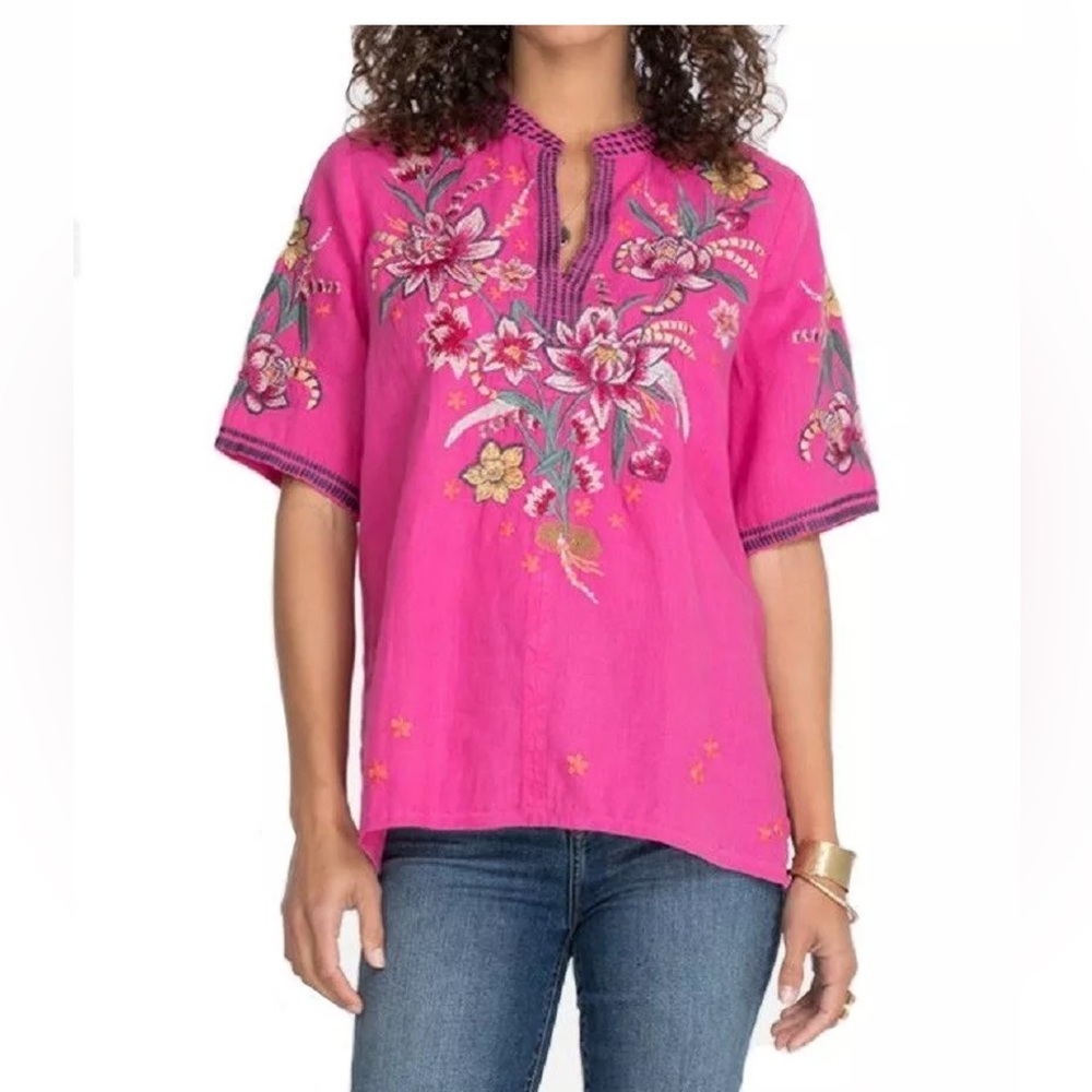 JOHNNY WAS | Jessica Easy V-Neck | Orchid | Embroidered | Women’s‎ Size XXS